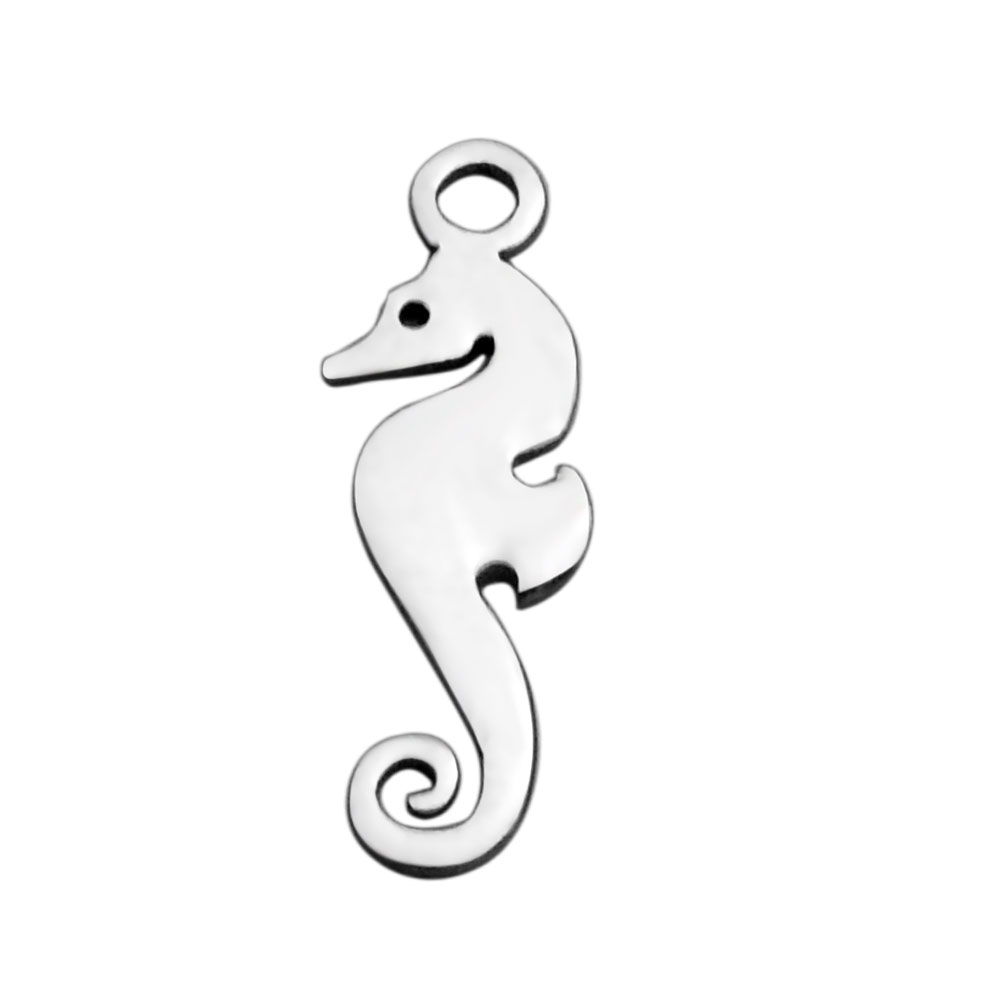 PandaHall 304 Stainless Steel Charms, Sea Horse, Stainless Steel Color, 15x4.7x1mm, Hole: 1mm Stainless Steel Sea Horse