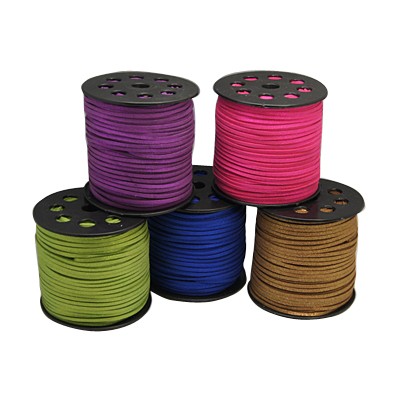 PandaHall Faux Suede Cord, Faux Suede Lace, Mixed Color, 3mm; 100yards/roll Suede Multicolor