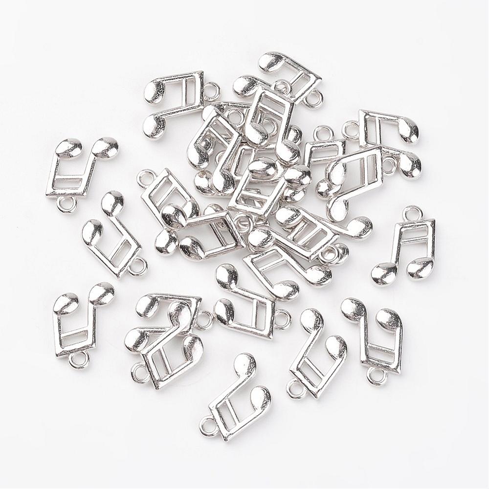 PandaHall Alloy Pendants, Musical Note, Platinum, about 14mm wide, 16mm long, 3mm thick, hole: 1.5mm Alloy Musical Note