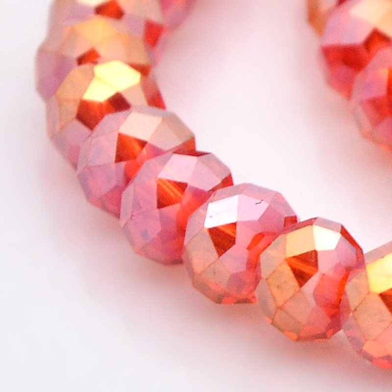 PandaHall AB Color Plated Faceted Rondelle Electroplate Glass Beads Strands, Red, 6x4mm, Hole: 1mm; about 100pcs/strand, 18.1" Glass...