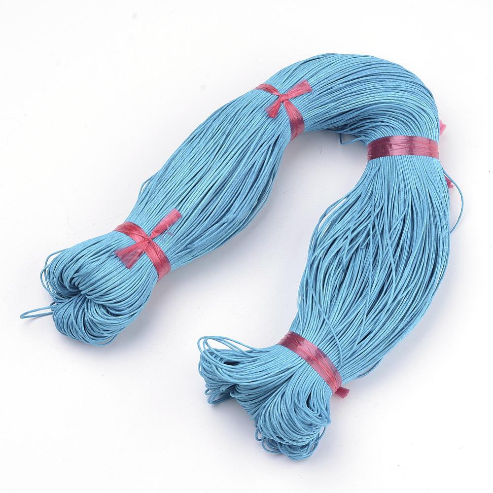 PandaHall Waxed Cotton Cord, DeepSkyBlue, 1mm; about 360yard/bundle(330m/bundle) Waxed Cotton Cord Blue