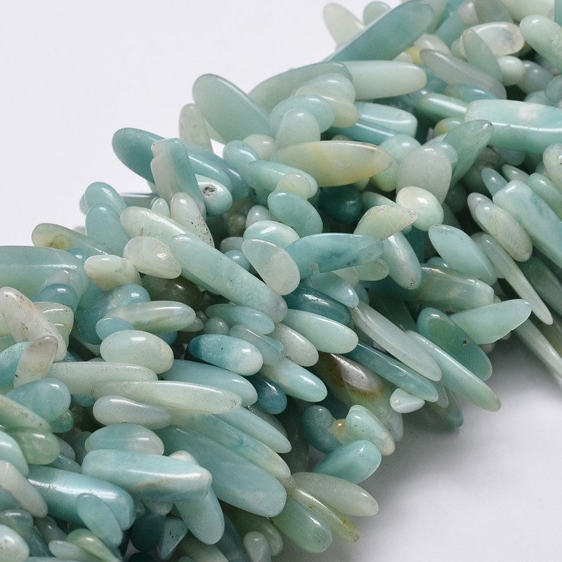 PandaHall Natural Amazonite Chip Beads Strands, 8~30x5~12mm, Hole: 1mm; about 15.3"~15.7" Amazonite Chip