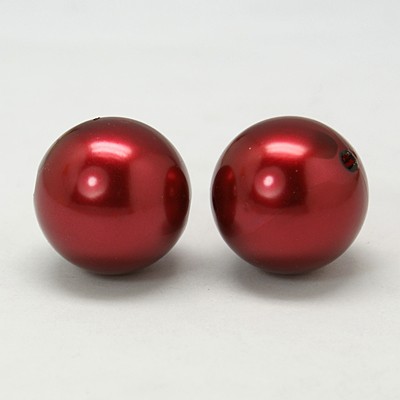 PandaHall DarkRed 20MM Round Acrylic Imitation Pearl Beads for Chunky Kids Necklace, 20mm, Hole: 2mm Acrylic Round Red