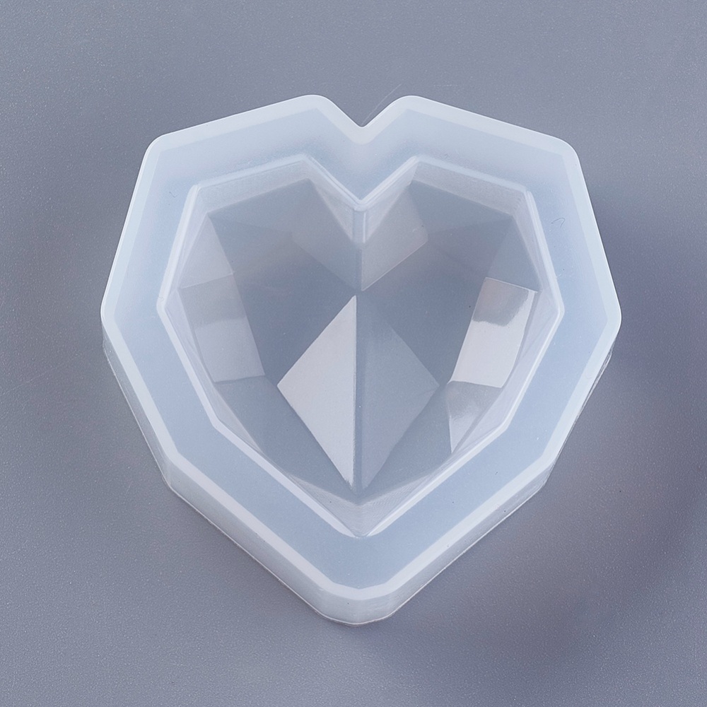 PandaHall Silicone Moulds, Heart, Faceted, Clear, 56x56x15.5mm; Inner Size: 42x42mm Silicone Clear