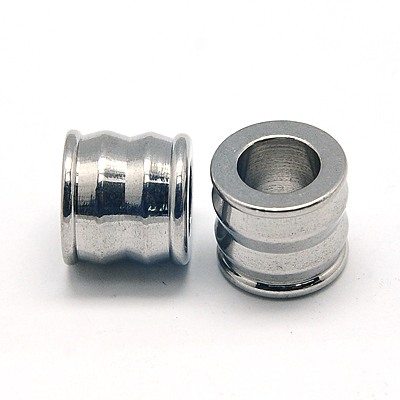 PandaHall 304 Stainless Steel Beads, Column, Stainless Steel Color, 9x10mm, Hole: 6mm Stainless Steel Column