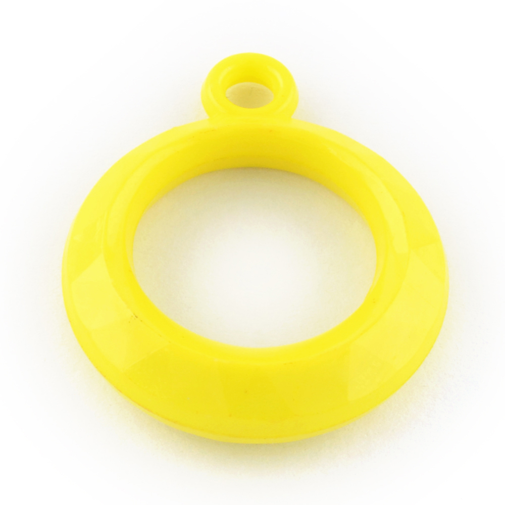 PandaHall Opaque Acrylic Pendants, Ring, Faceted, Yellow, 31x25.5x7.5mm, Hole: 3mm Acrylic Ring Yellow