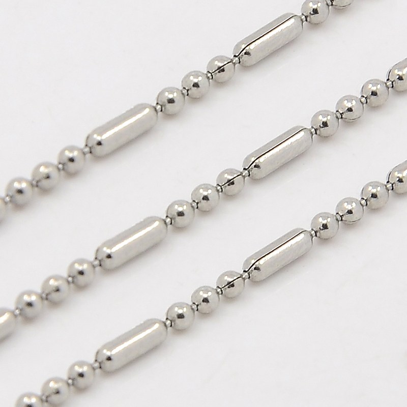PandaHall 304 Stainless Steel Ball Chains, Decorative Ball Beaded Chain, Stainless Steel Color, 1.5mm Stainless Steel