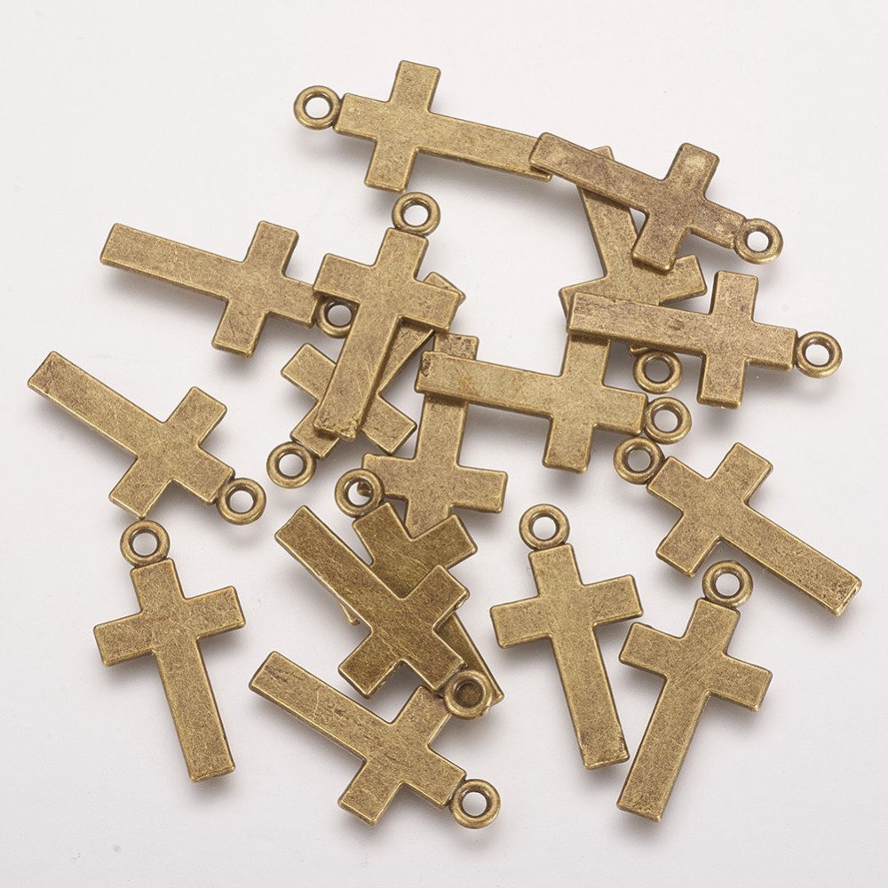 PandaHall Tibetan Style Pendants,  Nickel Free & Lead Free, Cross, Antique Bronze, 24x13x1mm, Hole: 2mm Alloy Cross