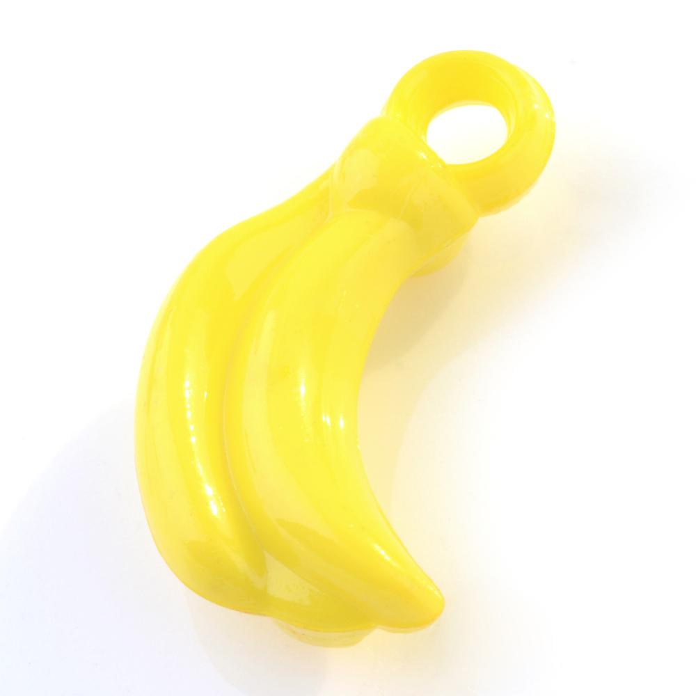 PandaHall Opaque Acrylic Pendants, Banana, Yellow, 23x13x7mm, Hole: 3mm; about 640pcs/500g Acrylic Fruit Yellow