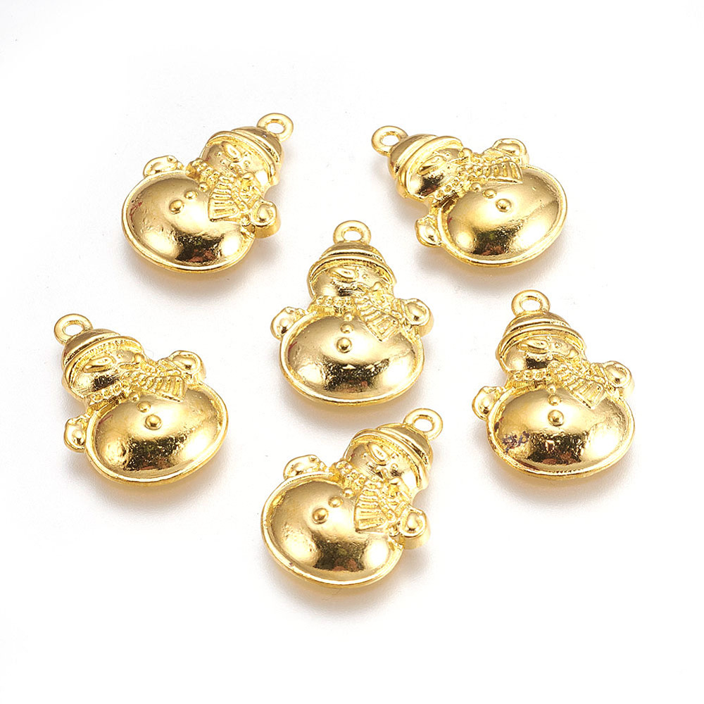 PandaHall Lovely Snowman Alloy Charms, for Christmas's Day Jewelry Making, Lead Free and Cadmium Free, Golden, about 17mm wide, 25mm long...