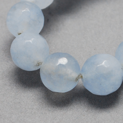 PandaHall Natural Jade Bead Strands, Dyed, Faceted, Round, LightBlue, 10mm; Hole: 1mm, about 38pcs/strand, 14.5" Other Jade Round Blue