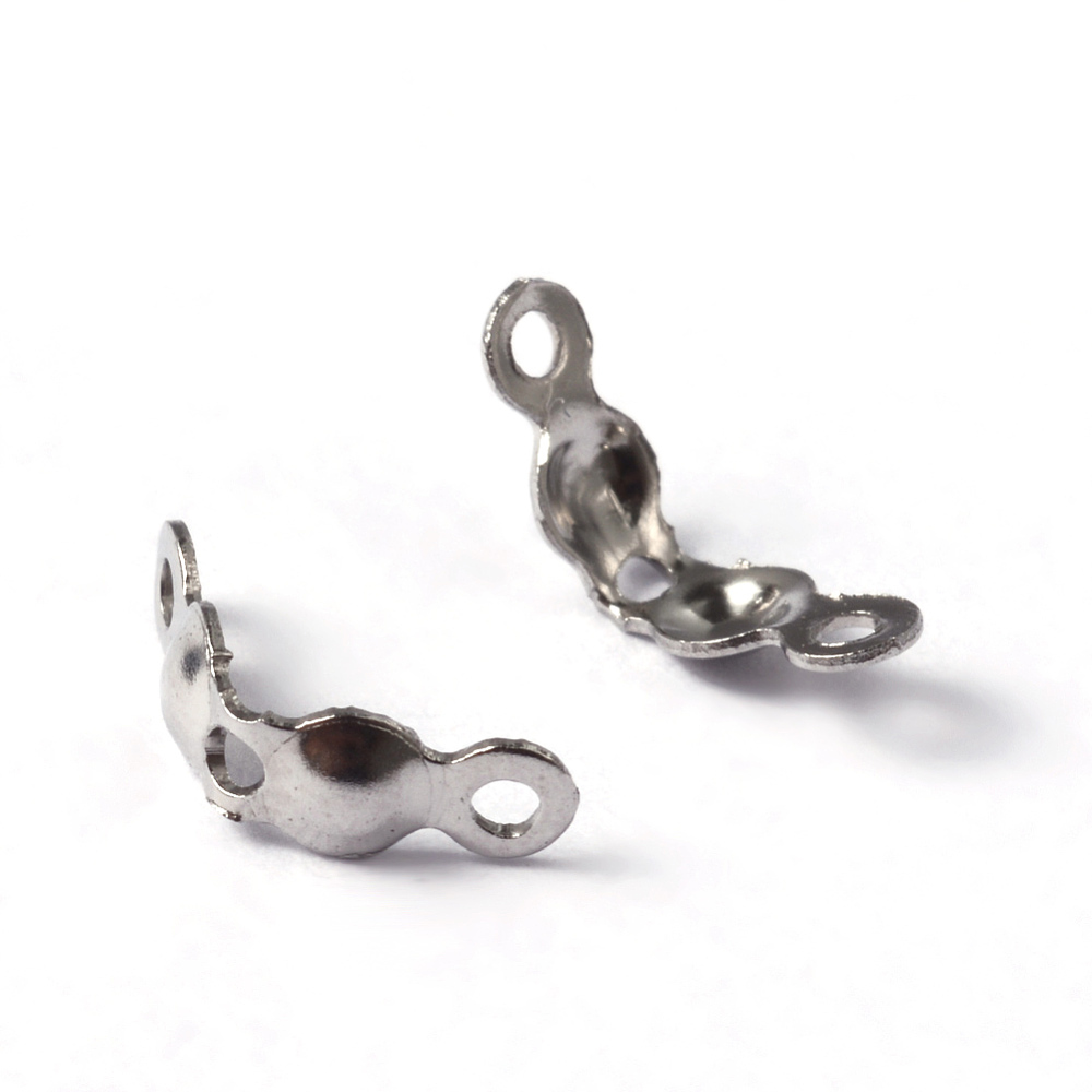 PandaHall 304 Stainless Steel Bead Tips Knot Covers, Stainless Steel Color, 5x2.5mm, Hole: 1mm Stainless Steel