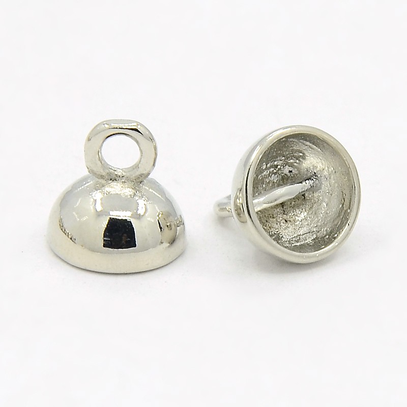 PandaHall Brass Cord End Caps, Lead Free, Platinum, 9x9mm, Hole: 2mm; 7mm inner diameter Brass