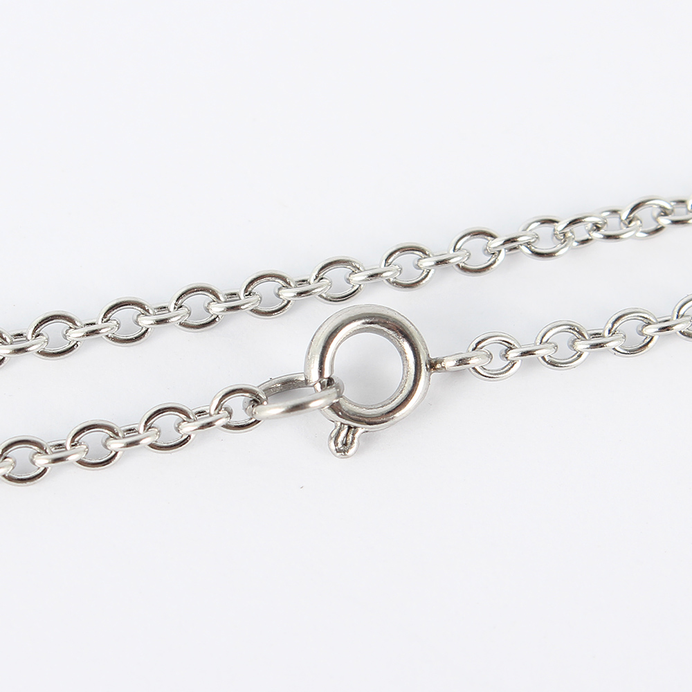 PandaHall 304 Stainless Steel Cable Chain Necklaces, with Spring Clasps, Stainless Steel Color, 17.5"(44.4cm), 2mm Stainless Steel