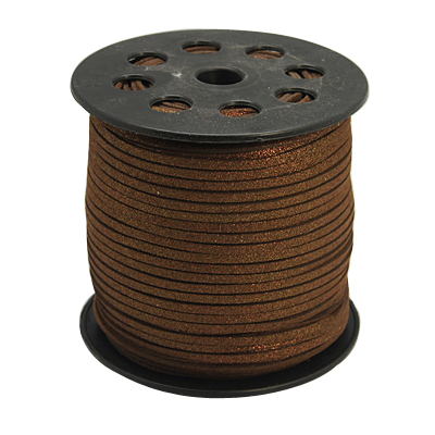 PandaHall Glitter Powder Faux Suede Cord, Faux Suede Lace, Sienna, 3mm; 100yards/roll Suede Brown