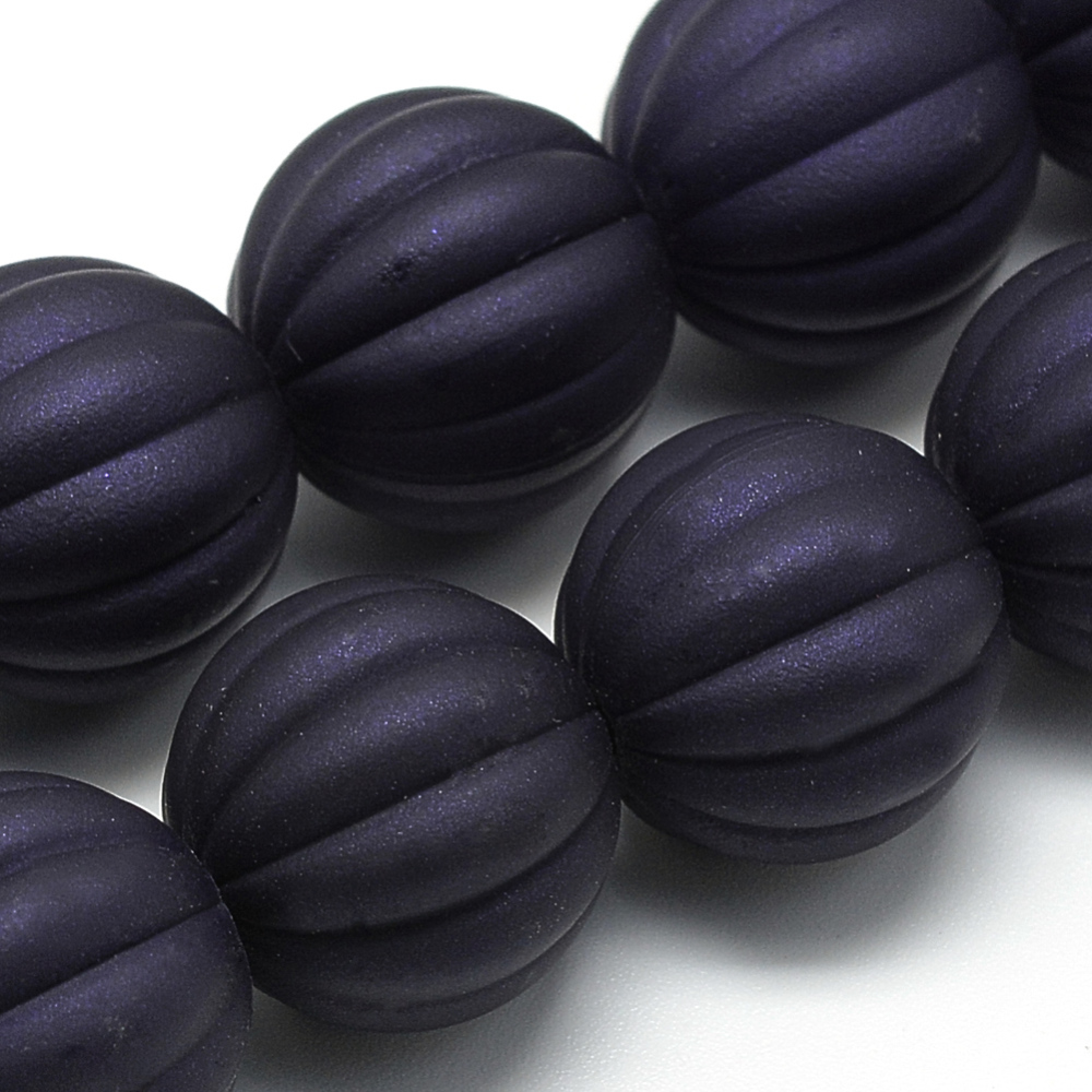 PandaHall Rubberized Style Acrylic Beads, Pumpkin, DarkSlateBlue, 16.5mm, Hole: 2.5mm Acrylic Pumpkin Blue