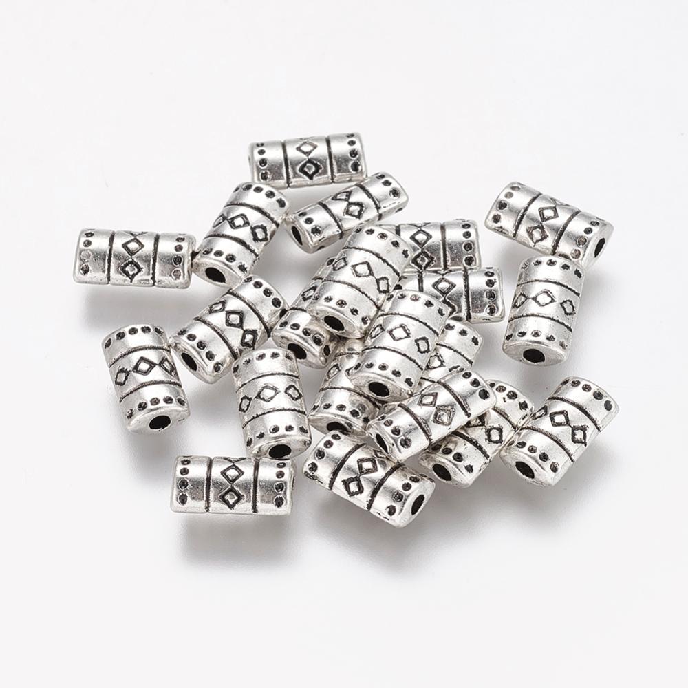 PandaHall Tibetan Silver Beads, Lead Free & Cadmium Free, Tube, Antique Silver, about 9mm long, 5mm wide, 3mm thick, hole: 2mm Alloy Tube