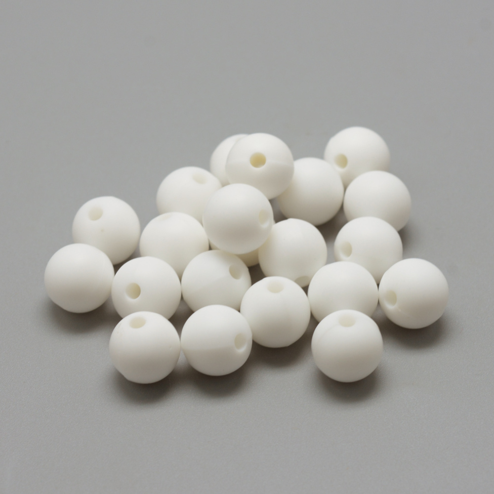 PandaHall Food Grade Environmental Silicone Beads, Chewing Beads For Teethers, DIY Nursing Necklaces Making, Round, White, 14~15mm, Hole...