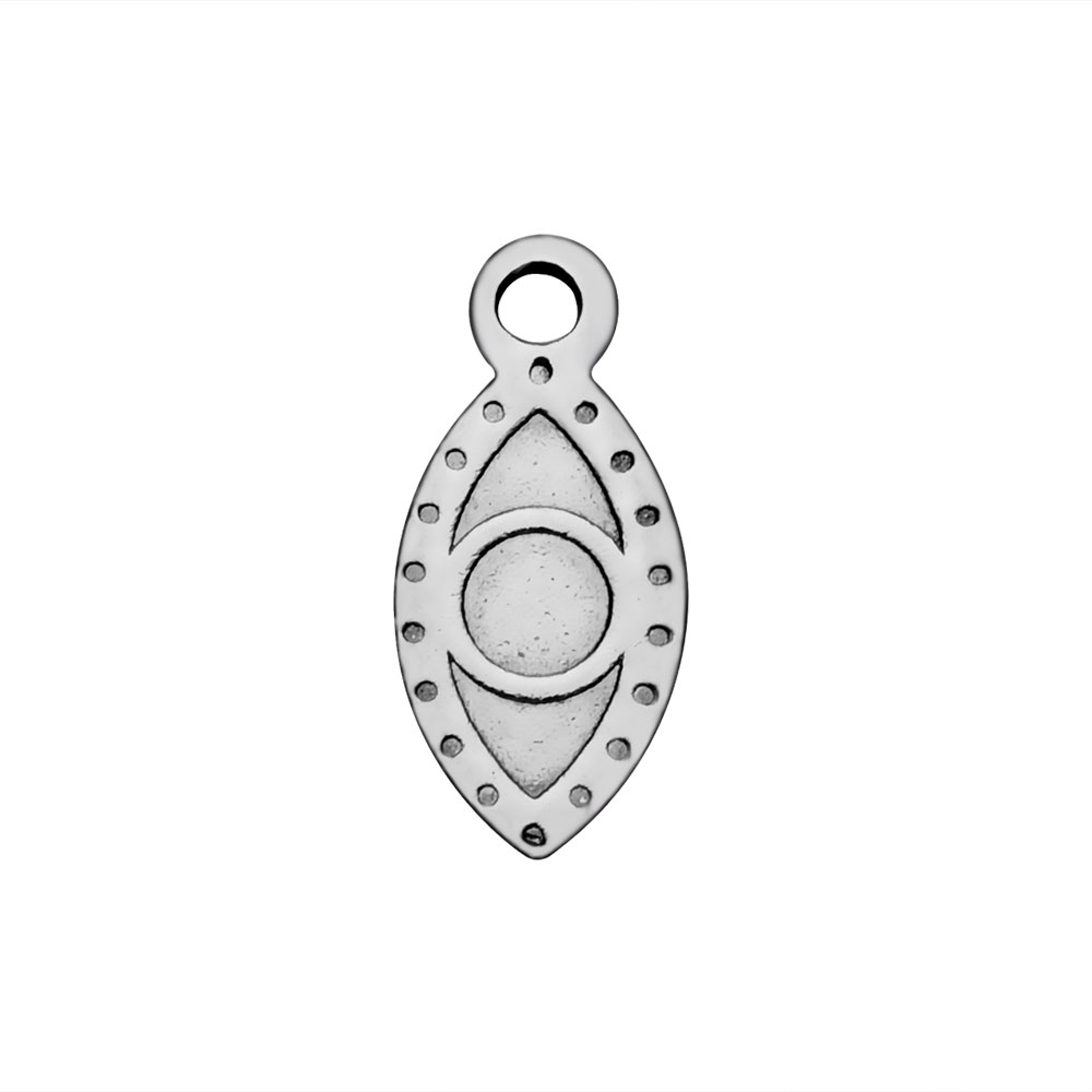 PandaHall 304 Stainless Steel Charms, Eye, Stainless Steel Color, 13x6x1.2mm, Hole: 1.5mm Stainless Steel Eye
