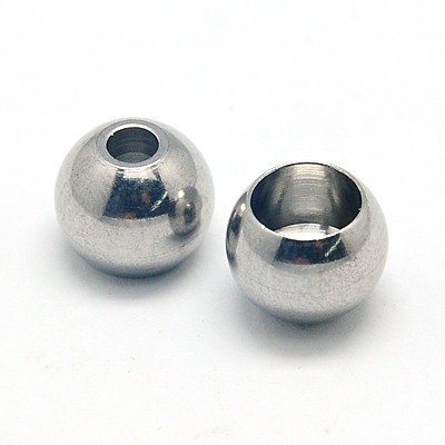 PandaHall 304 Stainless Steel Beads, Barrel, 9x7mm, Hole: 3~6mm Stainless Steel Barrel