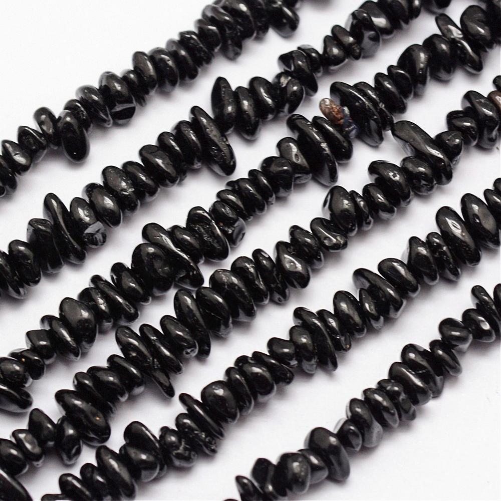 PandaHall Natural Black Spinel Bead Strands, Chips, 4~12x4~12mm, Hole: 1mm; about 15.74" Spinel Chip Black