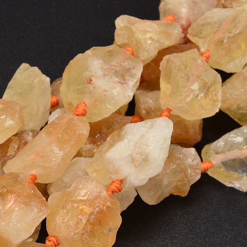 PandaHall Nuggets Natural Citrine Bead Strands, 16~28x9~20x10~25mm, Hole: 1mm; about 16~17pcs/strand, 15.5" Citrine Nuggets