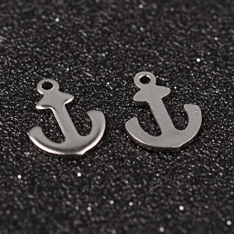 PandaHall Anchor 304 Stainless Steel Charms, Stainless Steel Color, 12x9x1mm, Hole: 1mm Stainless Steel Anchor & Helm