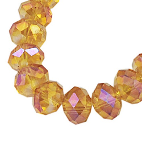 PandaHall Electroplate Glass Beads Strands, AB Color Plated, Faceted, Rondelle, Goldenrod, 10x7mm, Hole: 1mm; about 72pcs/strand Glass...