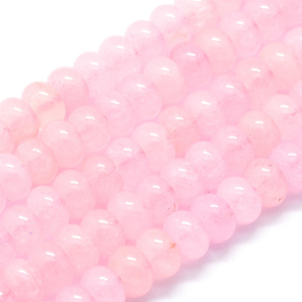 PandaHall Natural Rose Quartz Beads Strands, Rondelle, 8x5mm, Hole: 1mm; about 74pcs/strand, 15.15"(38.5cm) Rose Quartz Rondelle