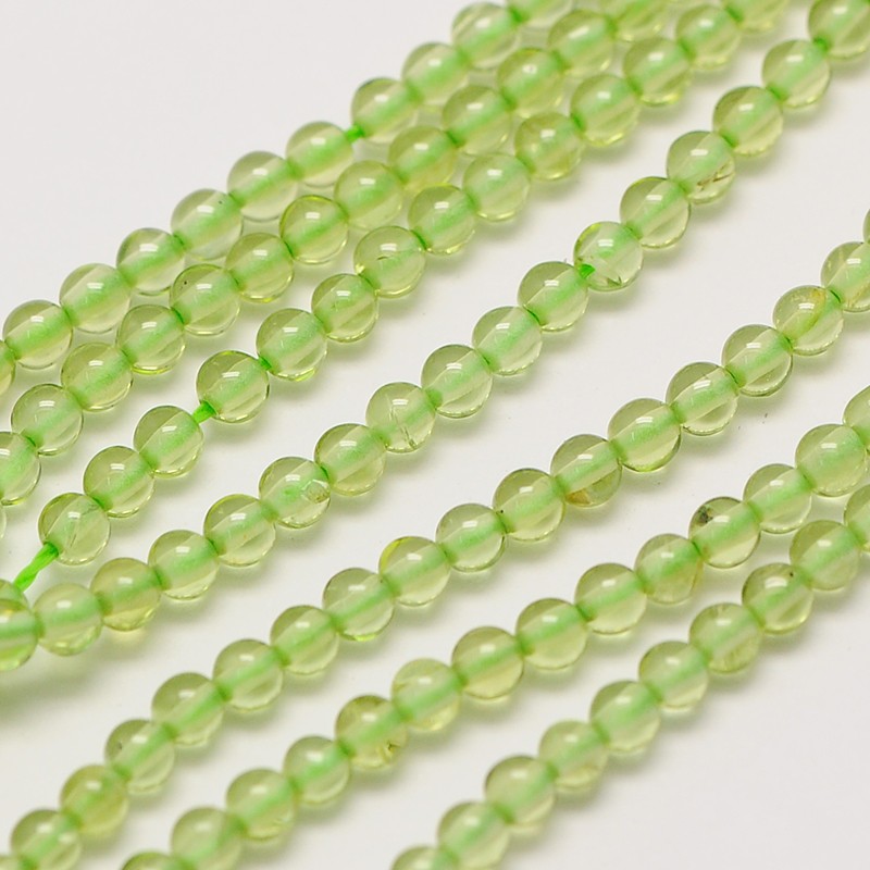 PandaHall Natural Peridot Beads Strands, Round, 2mm, Hole: 0.8mm; about 184pcs/strand, 16" Peridot Round