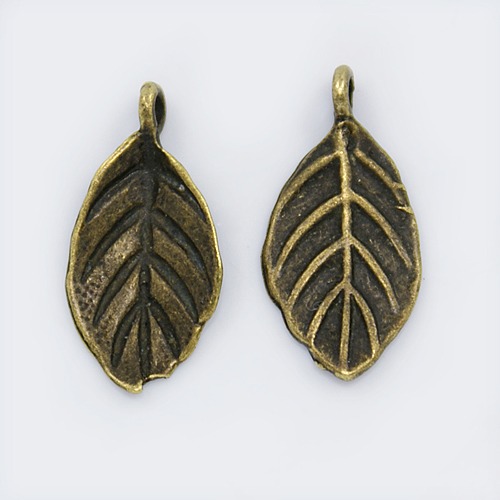 PandaHall Tibetan Style Pendants, Leaf, Nickel Free, Antique Bronze, 16x8x1mm, Hole: 2mm. Alloy Leaf
