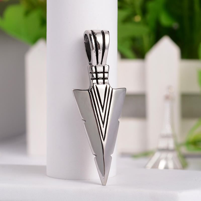 PandaHall Retro 316 Stainless Steel Arrow Head Big Pendants, Antique Silver, 56x20x4.5mm, Hole: 10x6.5mm Stainless Steel Triangle