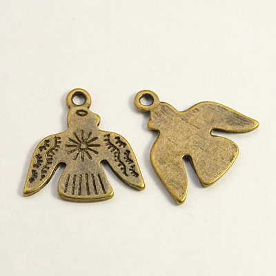 PandaHall Alloy Pendants, Lead Free & Cadmium Free & Nickel Free, Bird, Antique Bronze, 21mm long,20mm wide,1.5mm thick, hole:1mm Alloy Bird