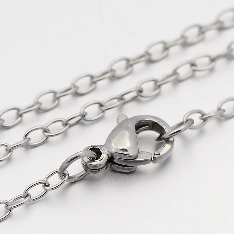 PandaHall 304 Stainless Steel Cable Chain Necklaces, with Lobster Claw Clasps, Stainless Steel Color, 23.5"(59.7cm); 4x2.3mm Stainless Steel