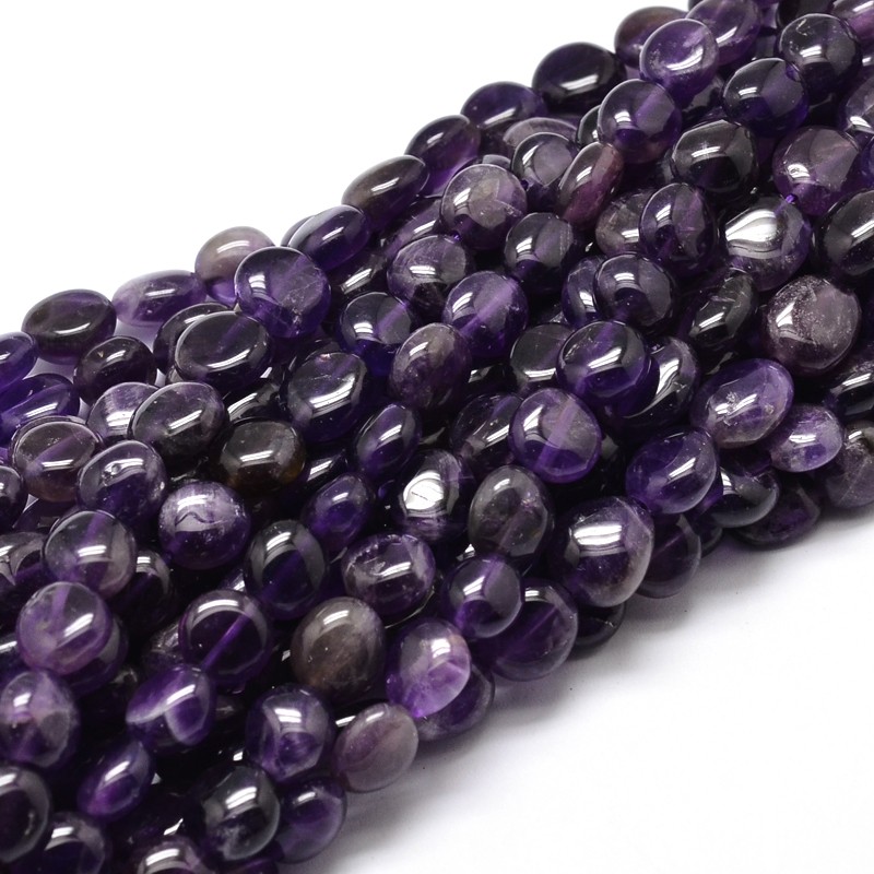 PandaHall Nuggets Natural Amethyst Beads Strands, 9~12x8~13x5~7mm, Hole: 1mm; about 15.3"~15.7" Amethyst Nuggets