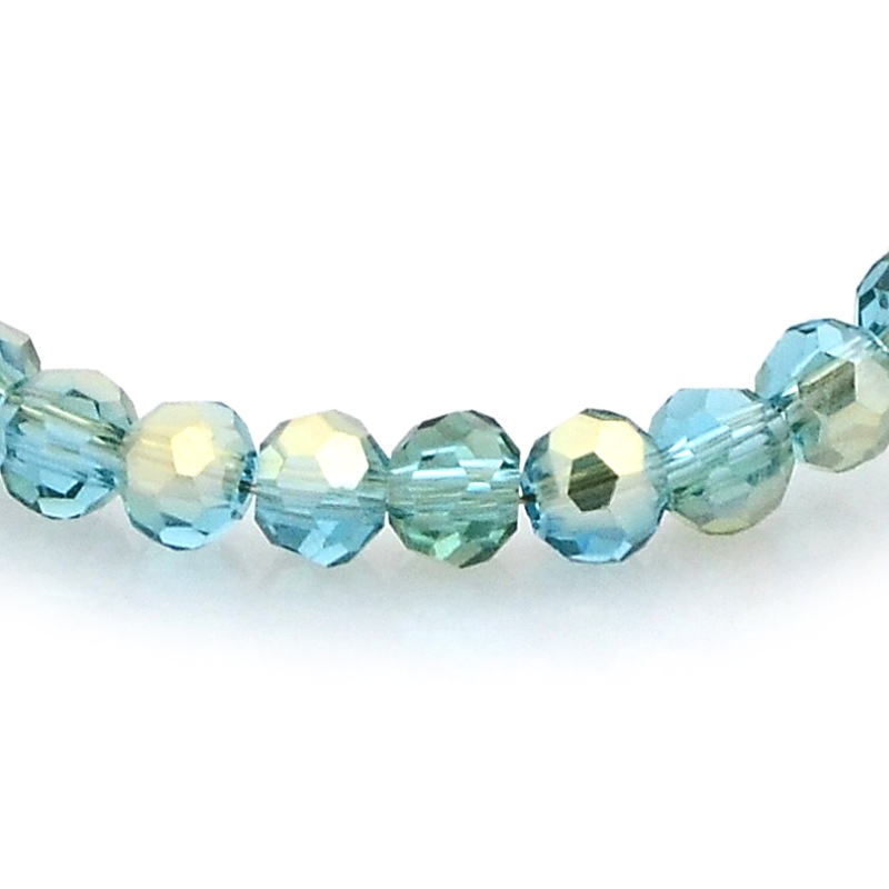 PandaHall Half Rainbow Plated Glass Faceted Round Spacer Beads Strands, SkyBlue, 3mm, Hole: 1mm; about 100pcs/strand, 11.5" Glass Round Blue