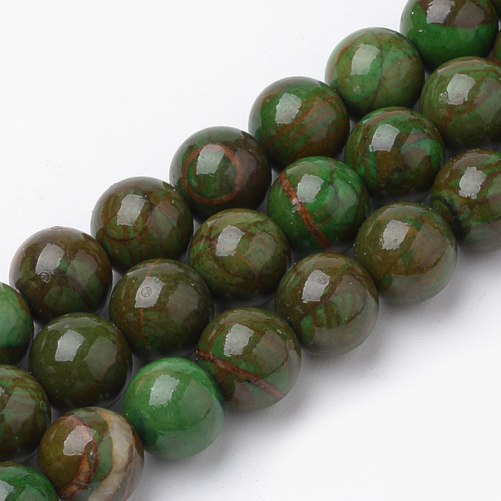PandaHall Natural Green Jade Beads Strands, Round, 8mm, Hole: 1mm; about 46pcs/strand, 15.7" Green Jade Round