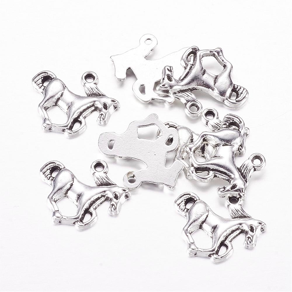 PandaHall Tibetan Style Pendants, Horse, Antique Silver, Lead Free & Cadmium Free, 15x20x2.5mm, Hole: 2mm Alloy Horse