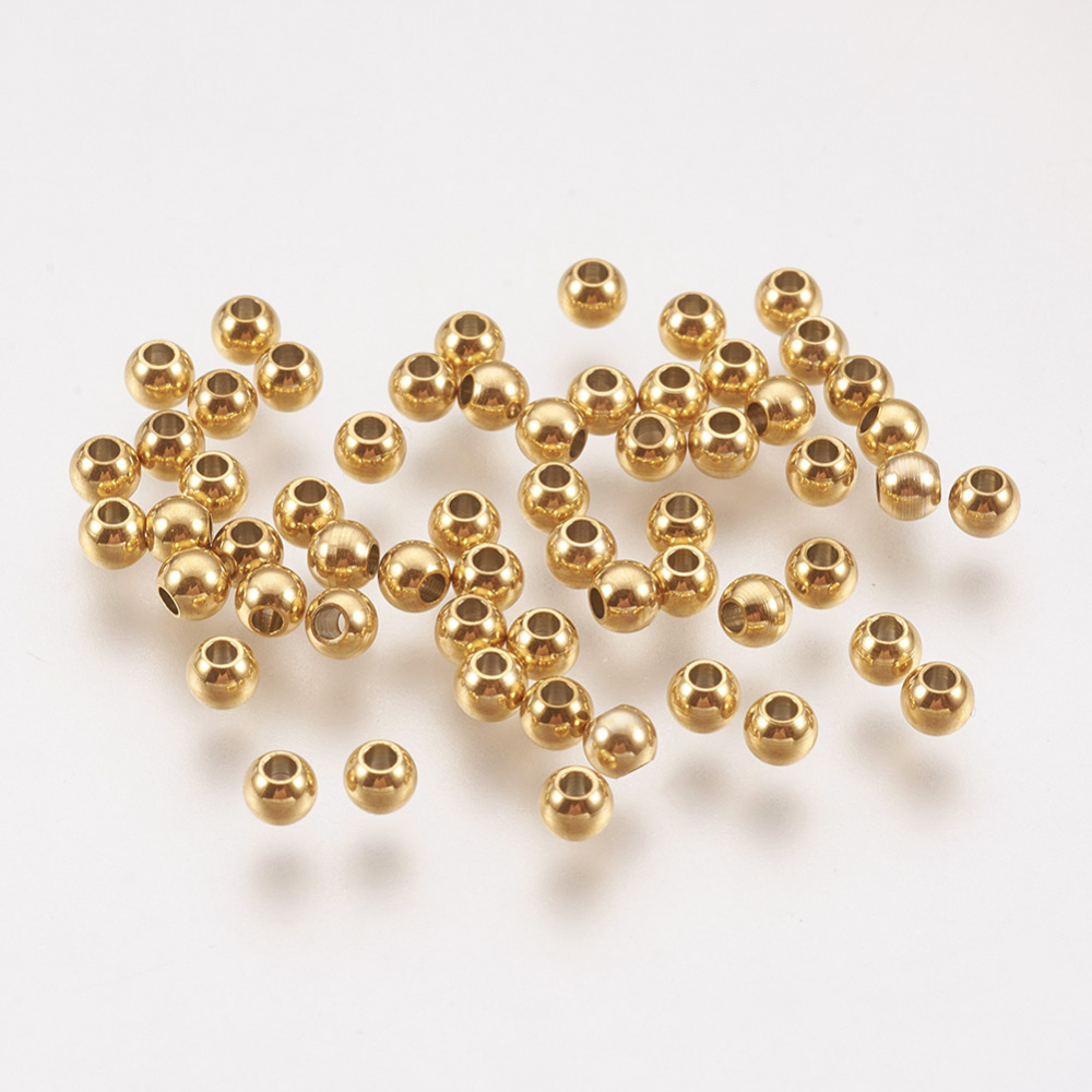 PandaHall Barrel 304 Stainless Steel Beads, Golden, 3x2mm, Hole: 1mm Stainless Steel Barrel
