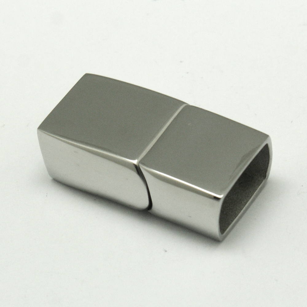 PandaHall 304 Stainless Steel Magnetic Clasps, Rectangle, Stainless Steel Color, 25x13x8mm, Hole: 6x11mm Stainless Steel Rectangle
