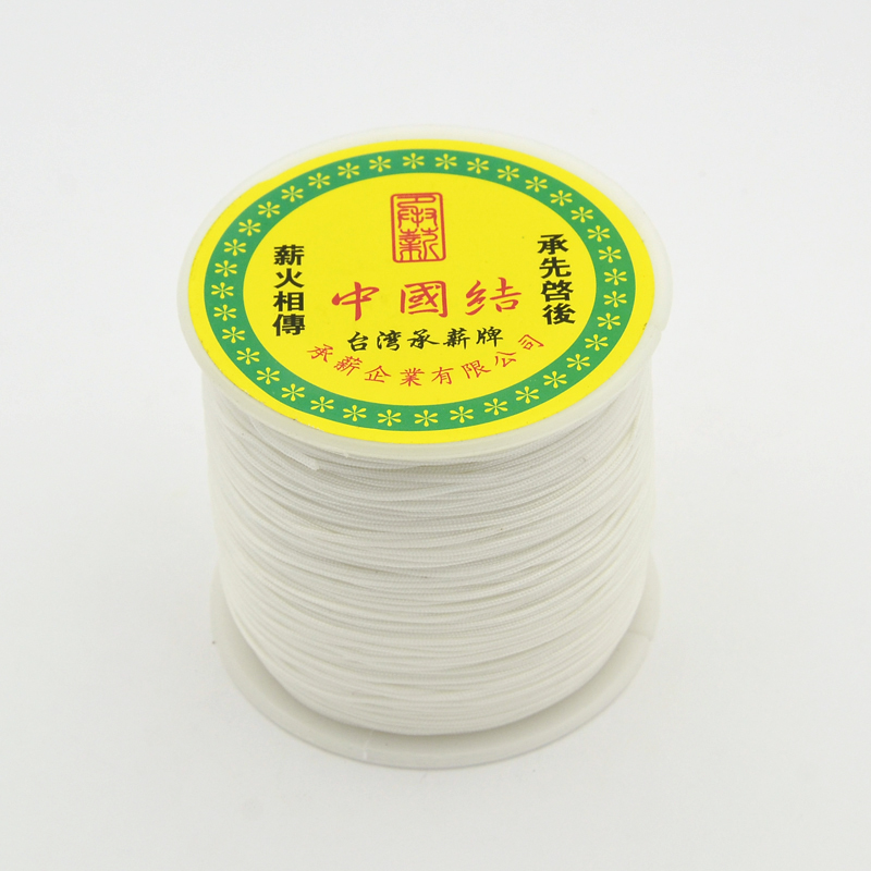 PandaHall Round String Thread Polyester Fibre Cords, White, 0.7mm, about 100m/roll Polyester White