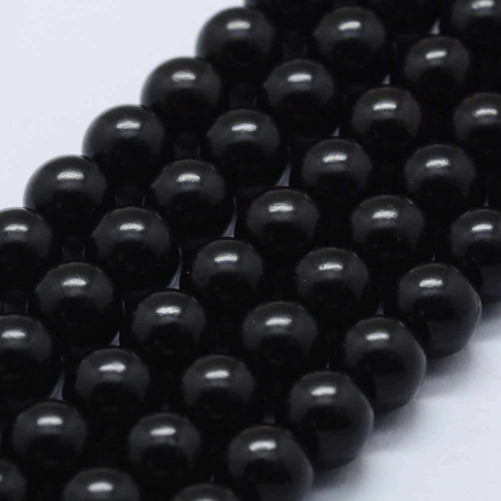 PandaHall Wood Beads Strands, Round, 8~8.5mm, Hole: 2mm; about 50pcs/strand, 15.1"(38.5cm) Wood Round Black