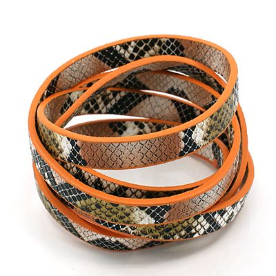 PandaHall PU Leather Cord, Imitation Snake Skin, DarkOrange, 10x2mm; about 1.2m/strand Imitation Leather Orange