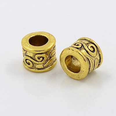 PandaHall Large Hole Beads, Tibetan Style European Beads, Antique Golden, Lead Free, Cadmium Free and Nickel Free, Column, 8.5mm in diameter...