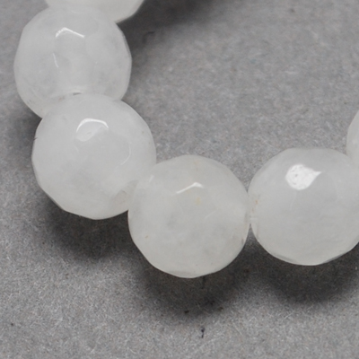 PandaHall Natural Jade Bead Strands, Dyed, Faceted, Round, White, 12mm; Hole: 1mm, about 32pcs/strand, 14.6" Other Jade Round White