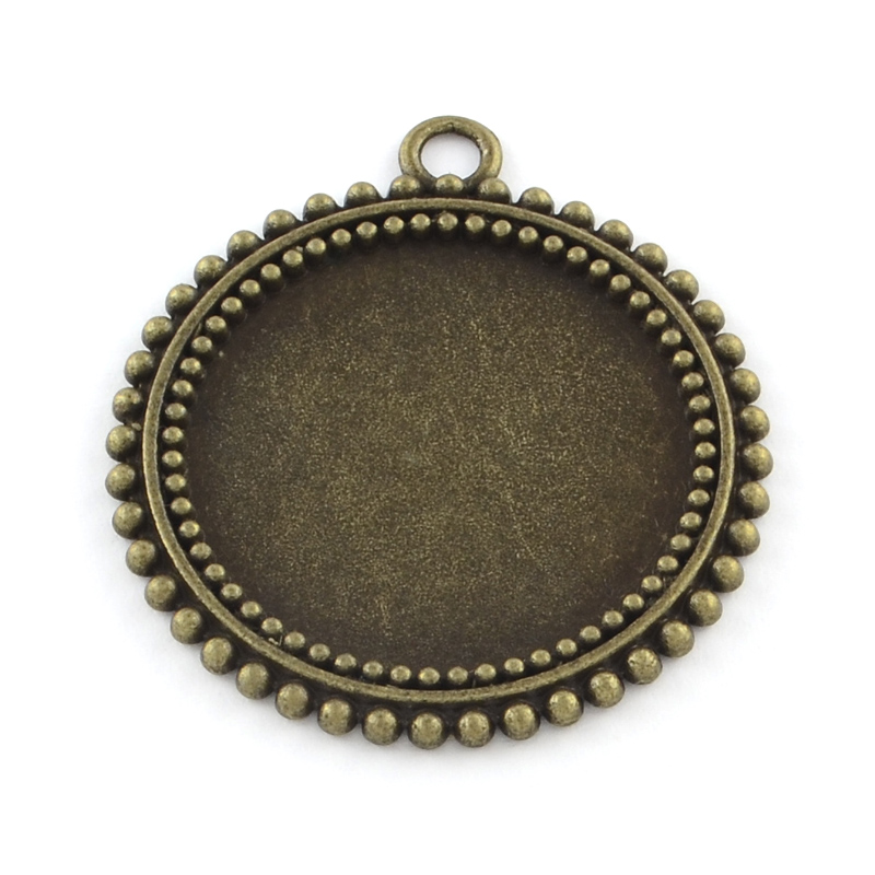 PandaHall Tibetan Style Flat Round Alloy Pendant Cabochon Settings, Cadmium Free & Nickel Free & Lead Free, Antique Bronze, Tray: 25mm;...