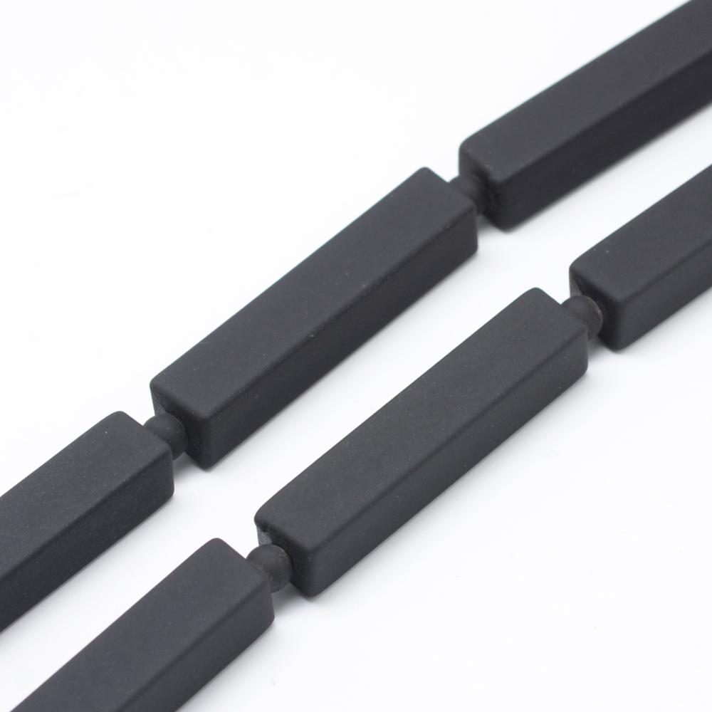 PandaHall Rubberized Style Acrylic Beads Strands, Rectangle, Black, 49.5x10x10mm, Hole: 3.5mm Acrylic Rectangle Black