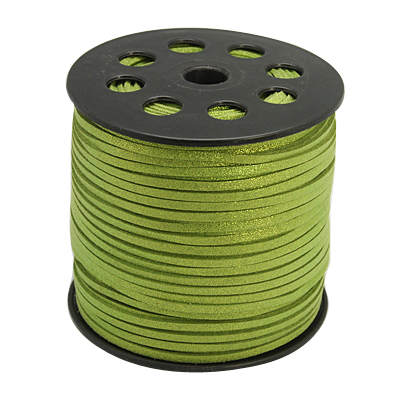 PandaHall Glitter Powder Faux Suede Cord, Faux Suede Lace, YellowGreen, 3mm; 100yards/roll Suede Green