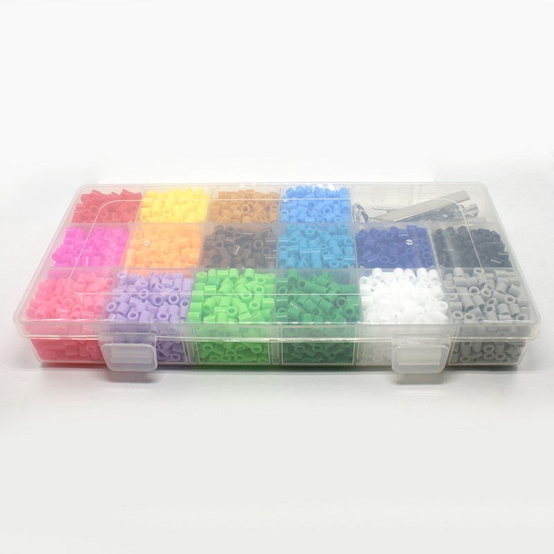 PandaHall 3000pcs 16 Color Fuse Beads DIY Jewelry Making, 5pcs Iron Brooch Pin Backs, Mobile Straps, Iron Key Chain Findings, Iron Pad Ring...