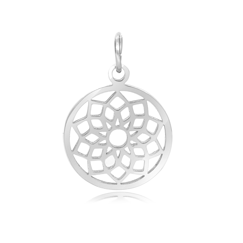 PandaHall 316 Stainless Steel Pendants, Filigree Flat Round, Chakra, Sahasrara, Stainless Steel Color, 22.5x19x1mm, Hole: 5mm Stainless...